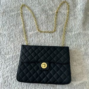 Black Purse with Gold Chain